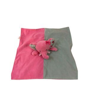 Okie Dokie OS 14"x14"Baby lovey blankie Elephant pink blue replacement rn#27829